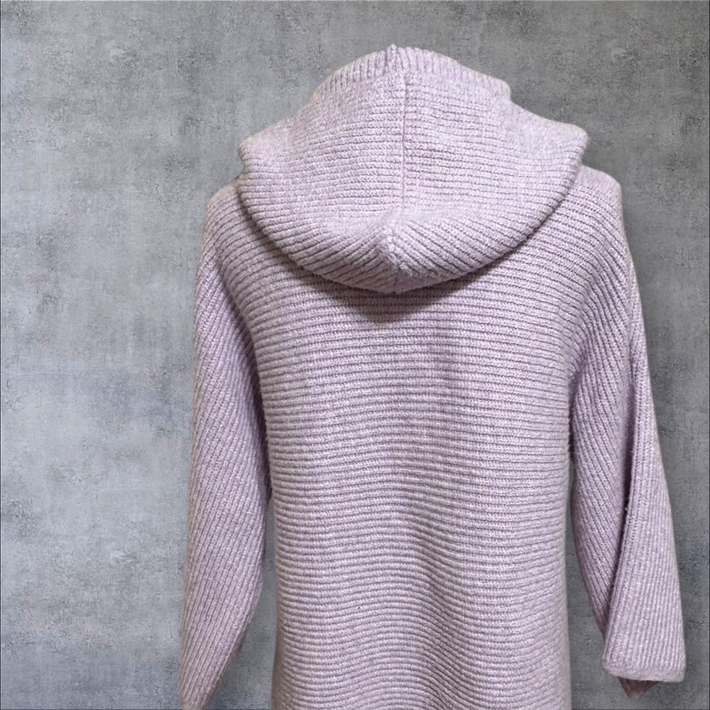 Old Navy lavender ribbed knit hooded sweater with a cowl neck. - Picture 4 of 5
